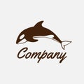 Jumping Orca Wild Killer Whale Logo Design Vector Royalty Free Stock Photo