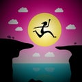 Jumping Over Precipice Vector Cartoon