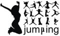 Jumping people silhouettes Royalty Free Stock Photo