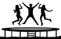 Jumping people on a trampoline silhouette, jump friends Royalty Free Stock Photo