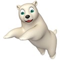 Jumping Polar bear cartoon character Royalty Free Stock Photo
