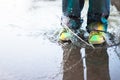 Jumping in puddle Royalty Free Stock Photo