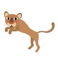 Jumping Puma animal cartoon character vector illustration Royalty Free Stock Photo