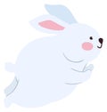 Jumping rabbit. Cheerful bunny. Joyful animal character