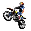Jumping racer riding the motocross