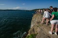 Jumping from the rocks on the Russian island