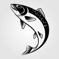 Jumping salmon fish icon isolated on white background. Royalty Free Stock Photo