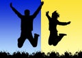 Jumping silhouettes Royalty Free Stock Photo