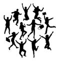 Jumping Silhouettes With Happiness Expression, art vector design