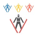 Jumping skier icon. Vector signs for web graphics