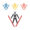 Jumping skier icon. Vector signs for web graphics Royalty Free Stock Photo