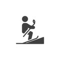 Jumping skier vector icon
