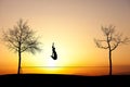 Jumping on slackline Royalty Free Stock Photo