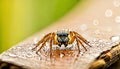 Jumping Spider on Dewy Surface Royalty Free Stock Photo