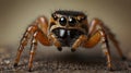 A jumping spider in high-resolution macro shot on side view light background Royalty Free Stock Photo