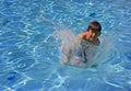 Jumping, splashing in a pool