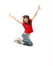 Jumping teenage girl