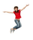 Jumping teenage girl