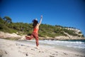 Jumping towards the sea Royalty Free Stock Photo