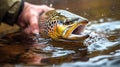 Jumping trout. Jumping rainbow trout. trout fish jumped. Generative Ai Royalty Free Stock Photo