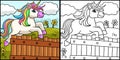 Jumping Unicorn Coloring Page Illustration
