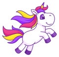 Jumping unicorn. Happy cheerful character. Cute magic horse