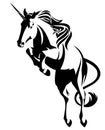 Jumping unicorn - mythical horse black vector design
