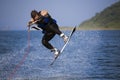 Jumping wakeboarder