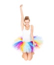 Jumping woman in ballerina skirt Royalty Free Stock Photo