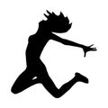 Jumping woman dancer silhouette vector illustration isolated on white Royalty Free Stock Photo