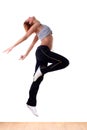 Jumping woman modern ballet dancer