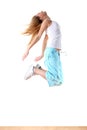 Jumping woman modern ballet dancer Royalty Free Stock Photo