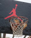 Jumpman logo by Nike on the basketball backboard