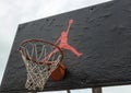 Jumpman logo by Nike on the basketball backboard