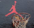 Jumpman logo by Nike on the basketball backboard