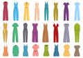 Jumpsuit icons set cartoon vector. Cloth people fashion