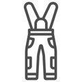 Jumpsuit line icon, World snowboard day concept, Sport pants sign on white background, snowboarding trousers icon in