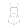 Jumpsuit outline drawing vector, jumpsuit in a sketch style, trainers template outline, vector Illustration