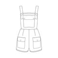 Jumpsuit outline drawing vector, jumpsuit in a sketch style, trainers template outline, vector Illustration