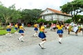 Jun 30,2018 : Cheerleaders dancing during a Carabao march at Las casas filipinas,Bataan, Philippines