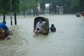 jun 17 2022: Due to heavy rains, roads and houses have been submerged in flood water in Bangladesh.