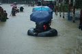 Jun 17 2022: Due to heavy rains, roads and houses have been submerged in flood water in Bangladesh.