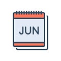 Color illustration icon for Jun, month and date