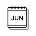 Black line icon for Jun, month and date