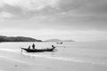 Peaceful beach of southern Thailand, Samui island far in background. Khanom, Nakhon Si Thammarat Royalty Free Stock Photo