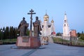 11 Jun 2013 Russia, KHMAO-YUGRA, Khanty-Mansiysk Alley of Slavic literature, Church of the Resurrection bell tower and chapel.