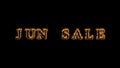 Jun Sale fire text effect black background