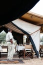 Luxury Safari tent camp in Serengeti Savanna forest Grumeti reserve