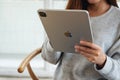 Jun 16th 2020 : A woman using Apple New Ipad Pro 2020 tablet pc at home , Chiang mai Thailand