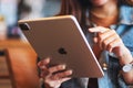 Jun 16th 2020 : A woman using Apple New Ipad Pro 2020 tablet pc at home , Chiang mai Thailand